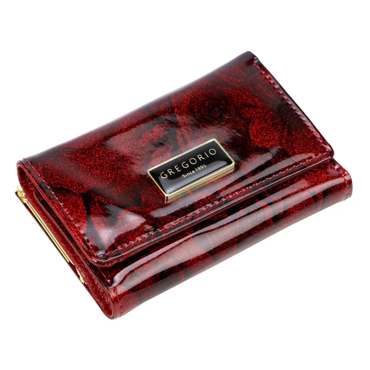 Poziomy portfel damski Gregorio FRL-117 w kwiaty z biglem