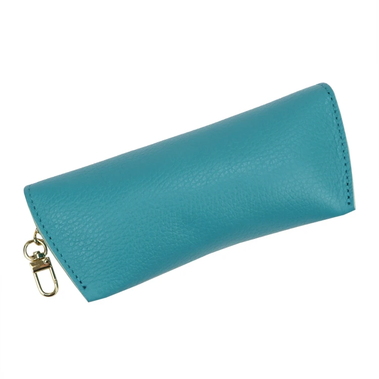 Florence Etui na Okulary Skóra Naturalna Małe Poziome Złote Okucia