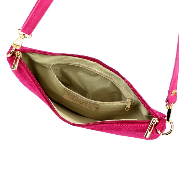 Vera Pelle Torebka Damska Listonoszka Skórzana Mała Złote Okucia Crossbody