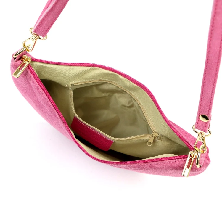 Vera Pelle Torebka Damska Listonoszka Skórzana Mała Złote Okucia Crossbody