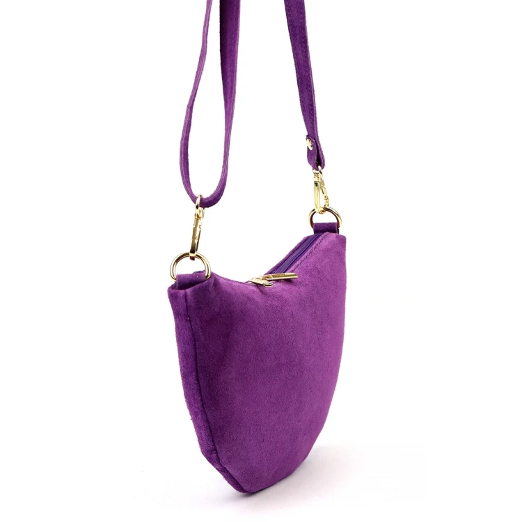 Vera Pelle Torebka Damska Listonoszka Skórzana Mała Złote Okucia Crossbody