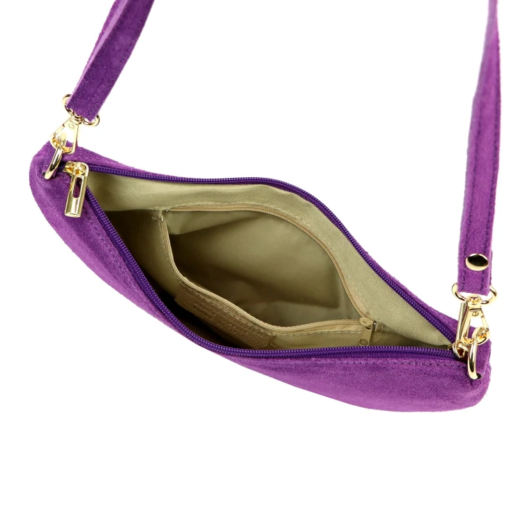 Vera Pelle Torebka Damska Listonoszka Skórzana Mała Złote Okucia Crossbody