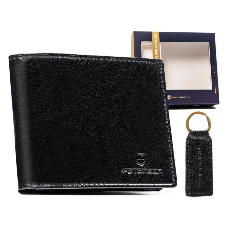 Skórzany męski portfel Peterson PTN SET-M-N994-GVT