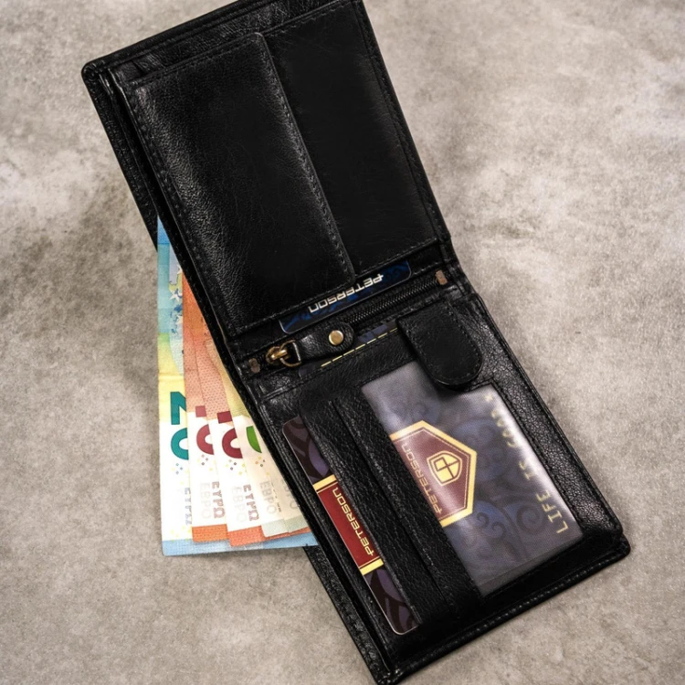 Skórzany męski portfel Peterson PTN SET-M-N994-GVT