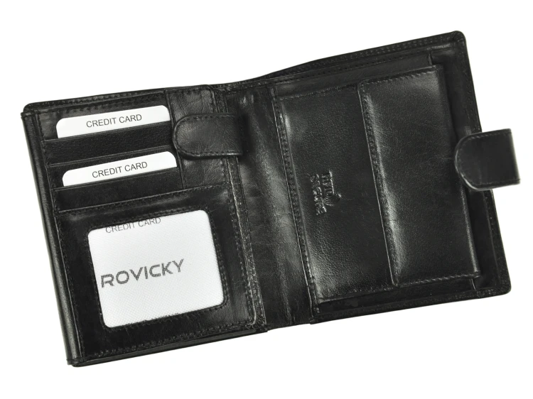 Skórzany męski portfel Rovicky PC-102L-BAR RFID