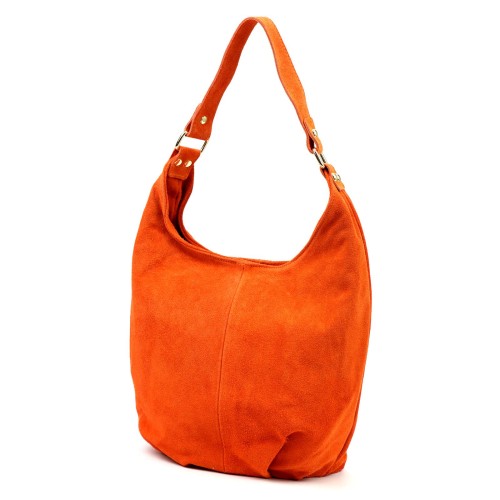 Vera Pelle damska torebka na ramię skóra naturalna zamszowa shopperbag
