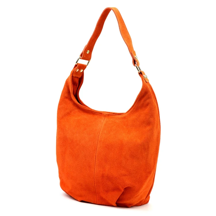 Vera Pelle damska torebka na ramię skóra naturalna zamszowa shopperbag