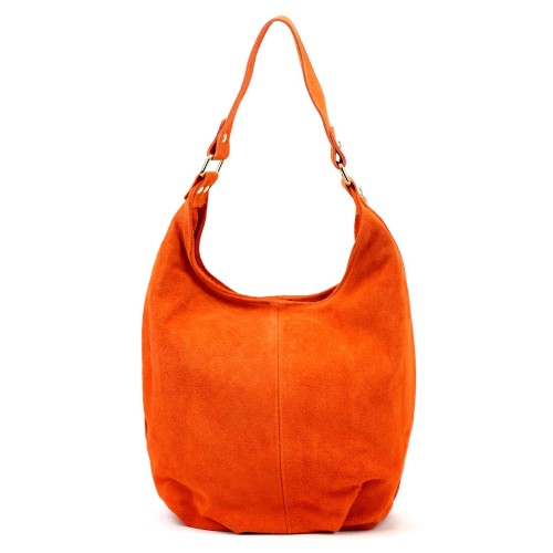 Vera Pelle damska torebka na ramię skóra naturalna zamszowa shopperbag