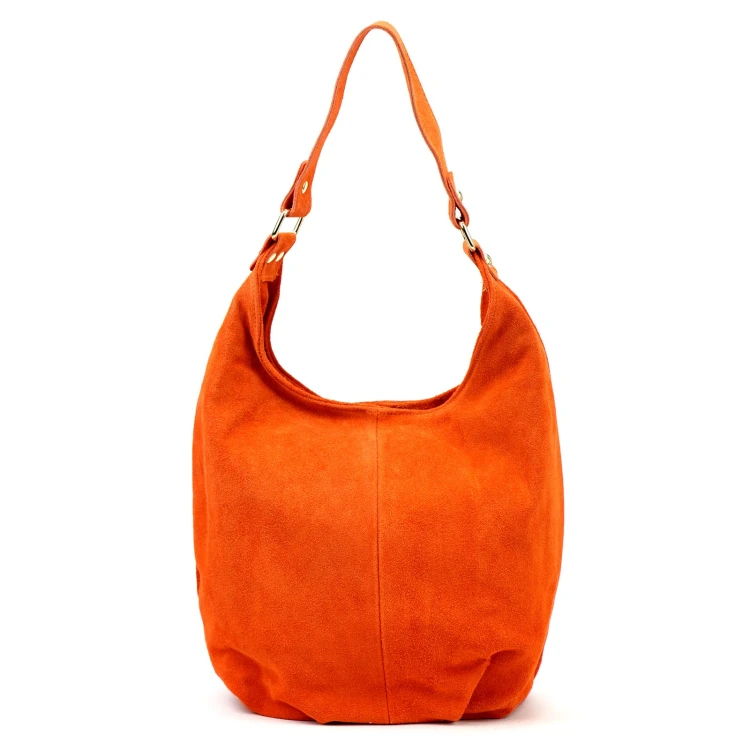 Vera Pelle damska torebka na ramię skóra naturalna zamszowa shopperbag