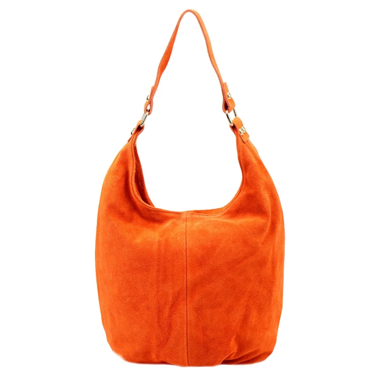 Vera Pelle damska torebka na ramię skóra naturalna zamszowa shopperbag