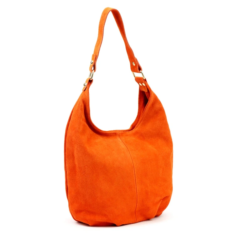 Vera Pelle damska torebka na ramię skóra naturalna zamszowa shopperbag
