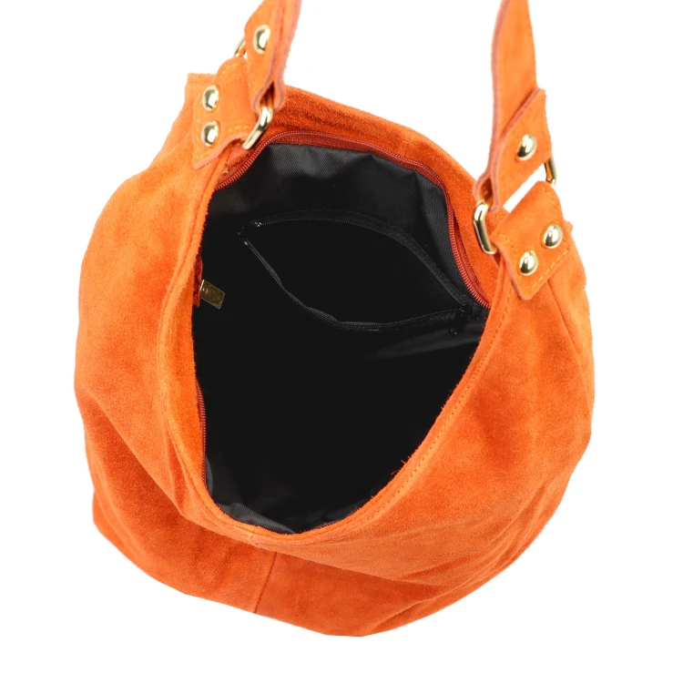 Vera Pelle damska torebka na ramię skóra naturalna zamszowa shopperbag