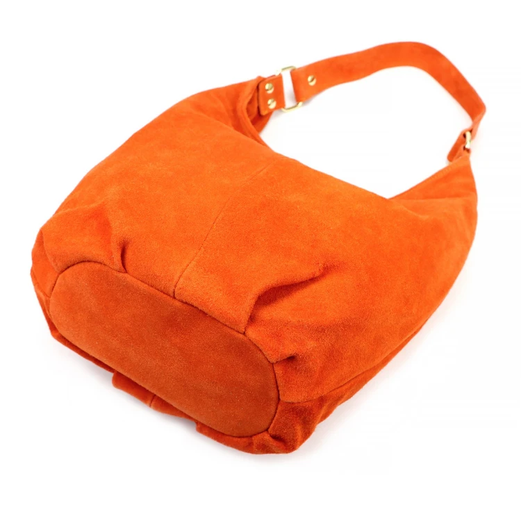 Vera Pelle damska torebka na ramię skóra naturalna zamszowa shopperbag