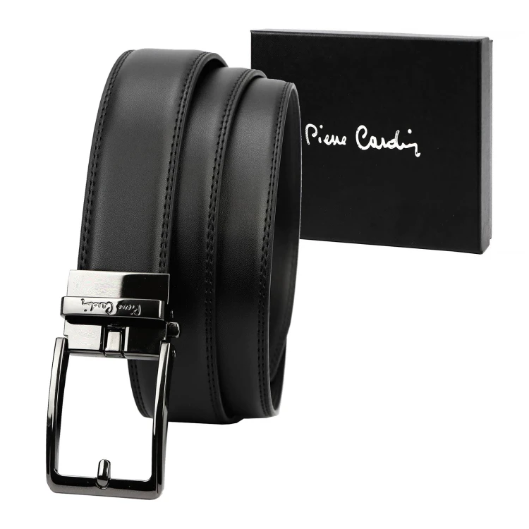 Czarny pasek męski Pierre Cardin 3361 GG46 130 cm