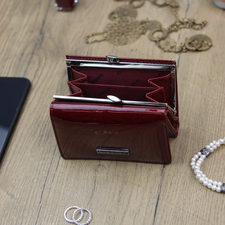 Gregorio Damski Zgrabny Portfel Skóra Naturalna Lakierowana Portmonetka