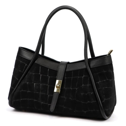 Skórzana torebka Camilla PREMIUM 10.014 CROCO z paskiem
