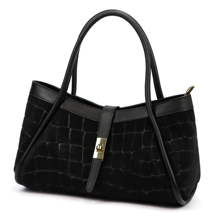 Skórzana torebka Camilla PREMIUM 10.014 CROCO z paskiem