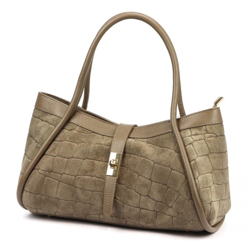 Skórzana torebka Camilla PREMIUM 10.014 CROCO z paskiem