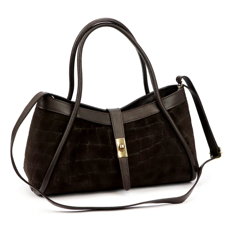 Skórzana torebka Camilla PREMIUM 10.014 CROCO z paskiem