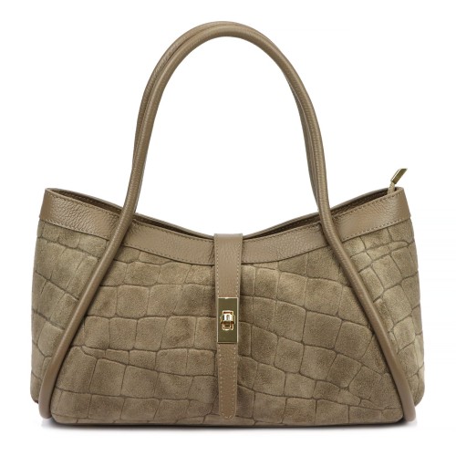 Skórzana torebka Camilla PREMIUM 10.014 CROCO z paskiem