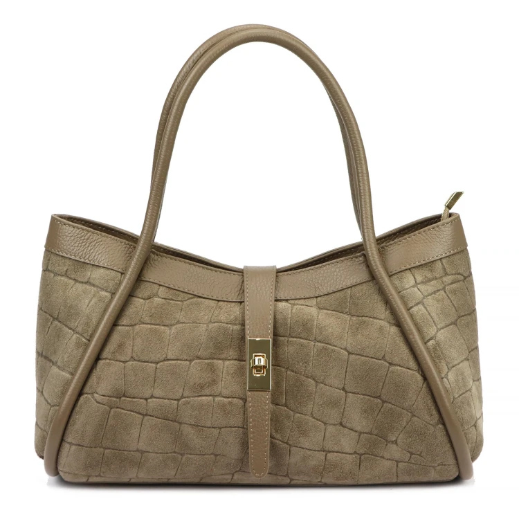 Skórzana torebka Camilla PREMIUM 10.014 CROCO z paskiem