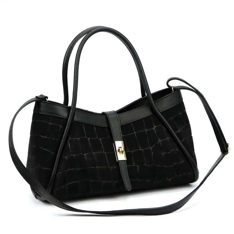 Skórzana torebka Camilla PREMIUM 10.014 CROCO z paskiem