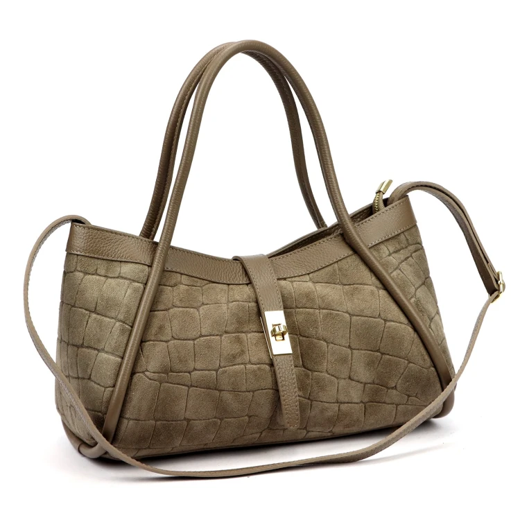 Skórzana torebka Camilla PREMIUM 10.014 CROCO z paskiem