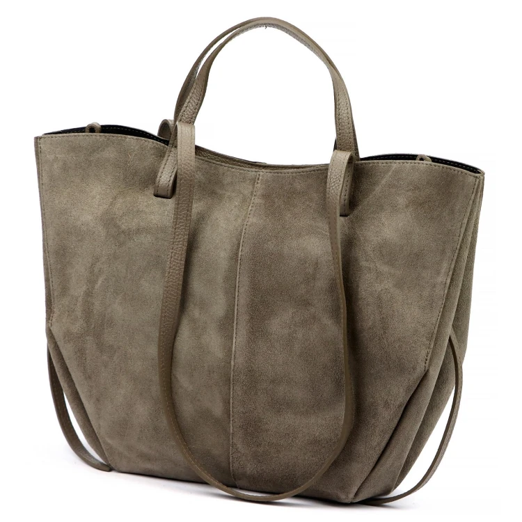 Duża zamszowa torebka shopper Luka 24-082 D z kosmetyczką