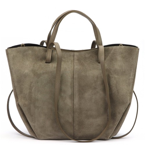 Duża zamszowa torebka shopper Luka 24-082 D z kosmetyczką