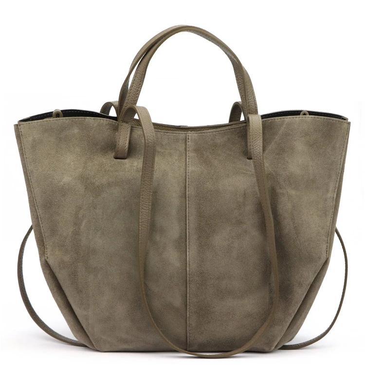 Duża zamszowa torebka shopper Luka 24-082 D z kosmetyczką