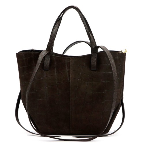 Skórzana torebka shopper Luka 24-082 CROCO z tłoczeniem