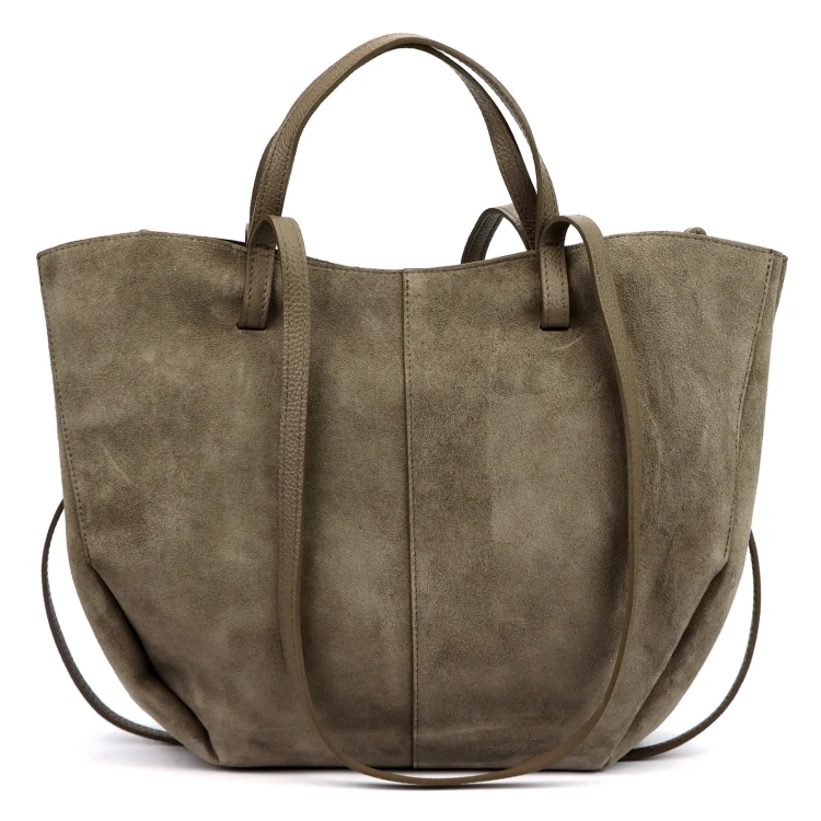Duża zamszowa torebka shopper Luka 24-082 D z kosmetyczką