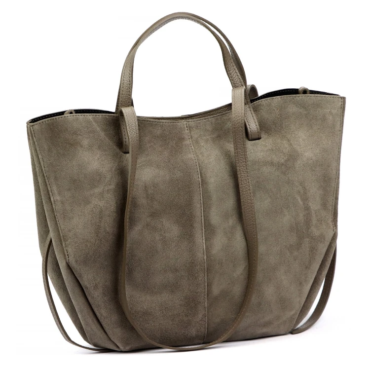 Duża zamszowa torebka shopper Luka 24-082 D z kosmetyczką