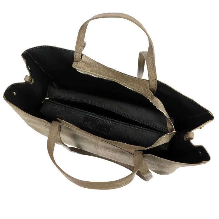 Duża zamszowa torebka shopper Luka 24-082 D z kosmetyczką