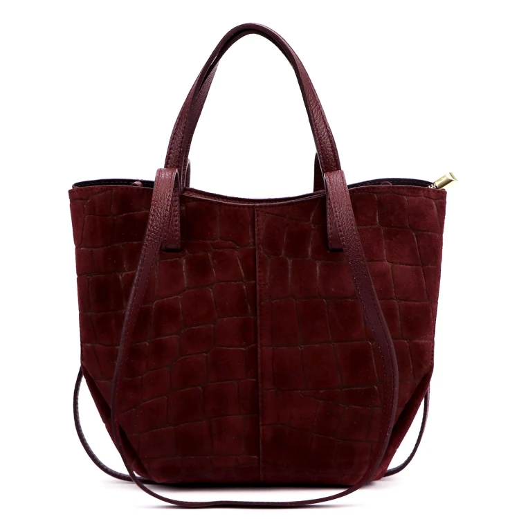 Skórzana torebka shopper Luka 24-082 CROCO z tłoczeniem