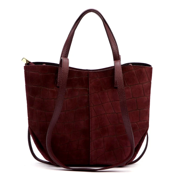 Skórzana torebka shopper Luka 24-082 CROCO z tłoczeniem
