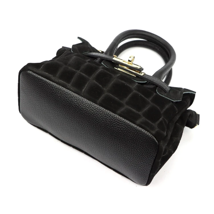 Mała skórzana torebka kuferek Luka 26-146 Mini Croco z paskiem