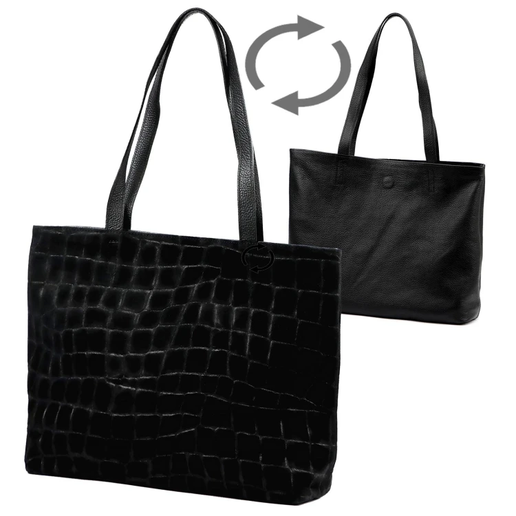 Skórzana torebka na ramię Luka 26-158 CROCO DOUBLE A4