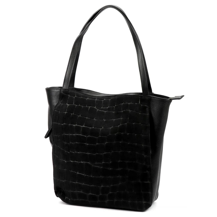 Duża skórzana shopperka A4 Luka 26-162 CROCO