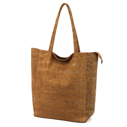 Duża skórzana torebka shopper Luka 26-084 Croco mieszcząca A4