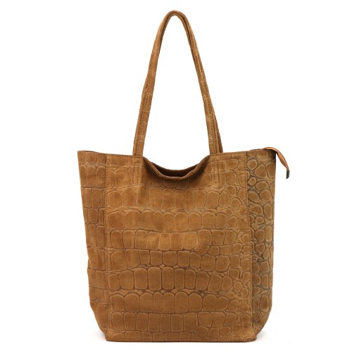 Duża skórzana torebka shopper Luka 26-084 Croco mieszcząca A4