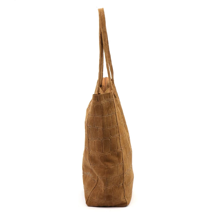 Duża skórzana torebka shopper Luka 26-084 Croco mieszcząca A4