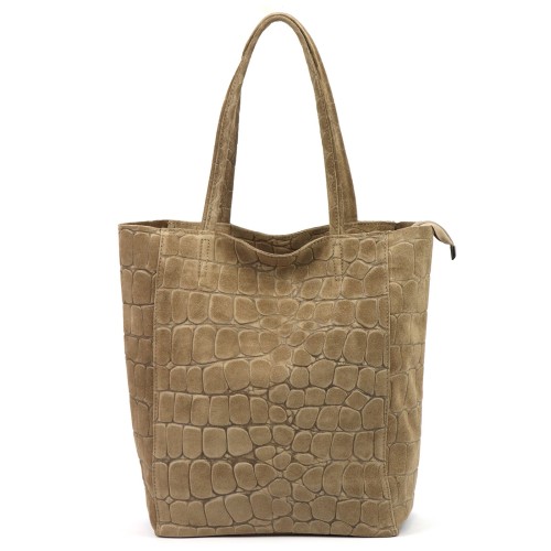 Duża skórzana torebka shopper Luka 26-084 Croco mieszcząca A4