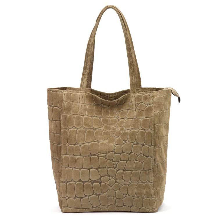 Duża skórzana torebka shopper Luka 26-084 Croco mieszcząca A4