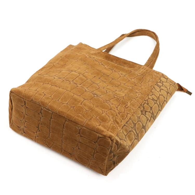 Duża skórzana torebka shopper Luka 26-084 Croco mieszcząca A4