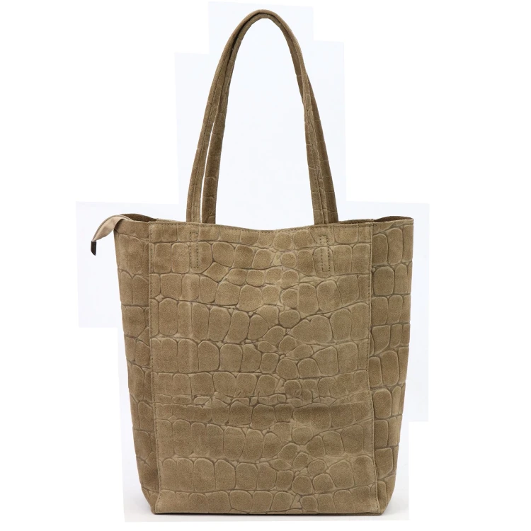 Duża skórzana torebka shopper Luka 26-084 Croco mieszcząca A4