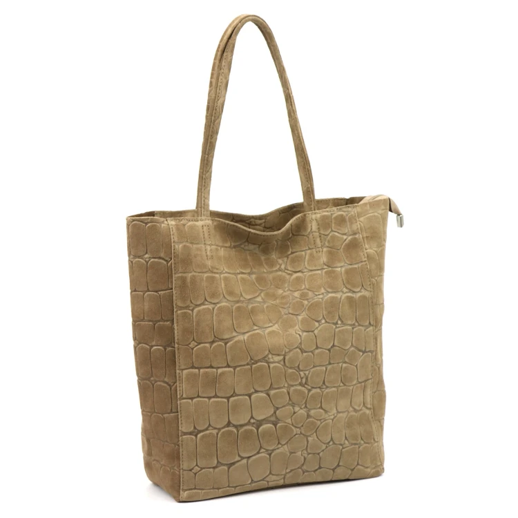 Duża skórzana torebka shopper Luka 26-084 Croco mieszcząca A4