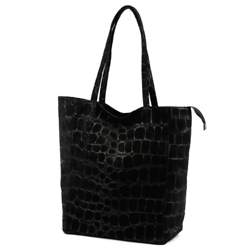 Duża skórzana torebka shopper Luka 26-084 Croco mieszcząca A4