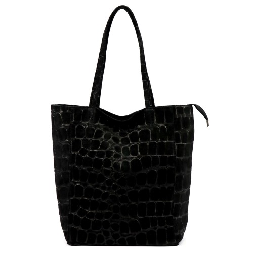 Duża skórzana torebka shopper Luka 26-084 Croco mieszcząca A4