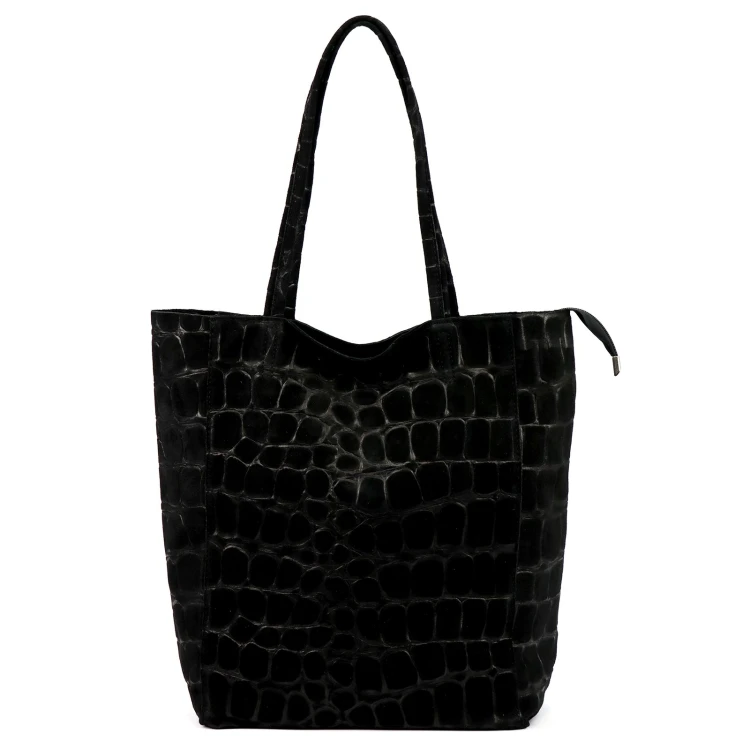 Duża skórzana torebka shopper Luka 26-084 Croco mieszcząca A4